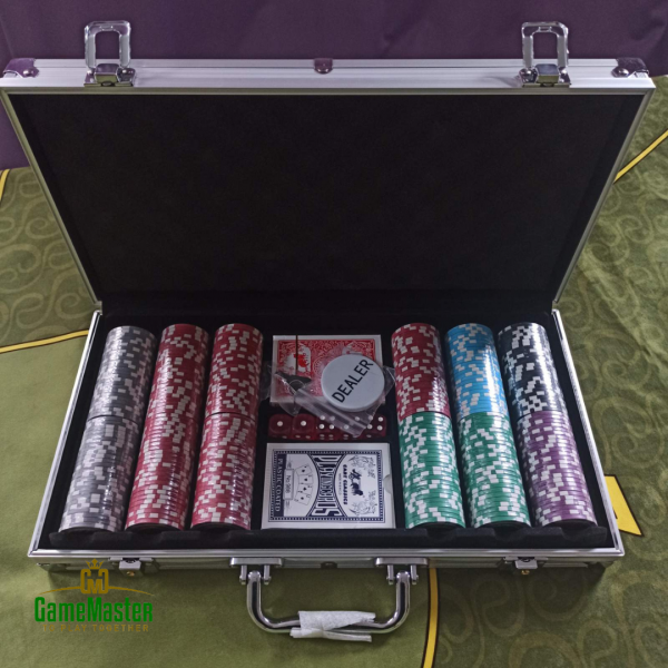 Профессиональный набор для покера, в алюминиевом кейсе 300 шт. с номинала *1-500*