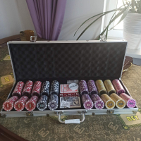 Профессиональный набор для покера, в алюминиевом кейсе 500 шт. с номинала *5-5000* New